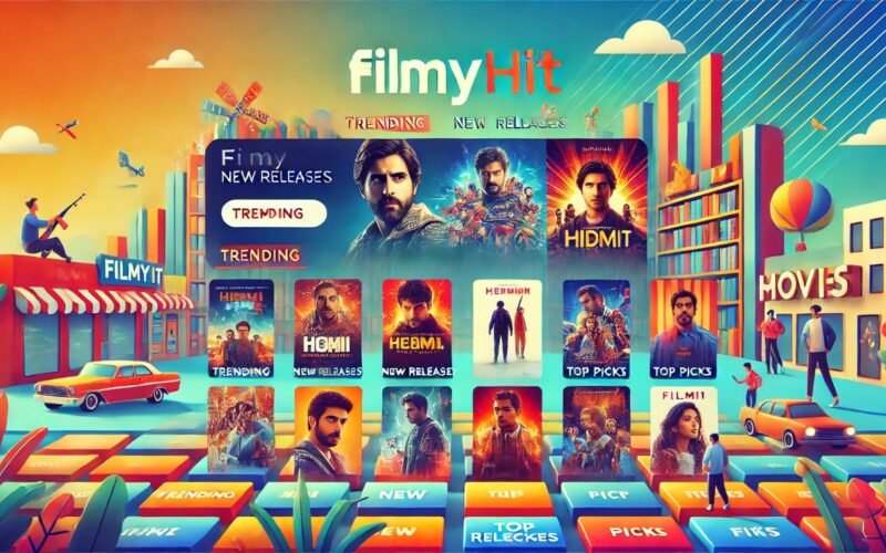 Filmyhit online streaming platform homepage featuring various movie genres and thumbnails