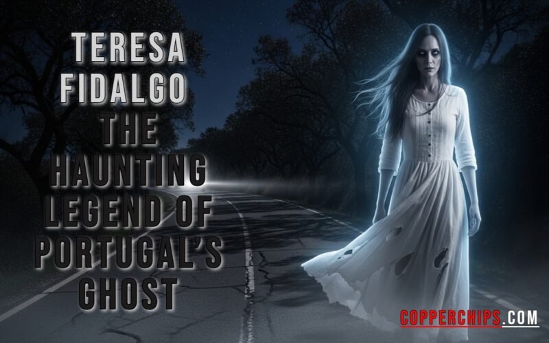Illustration of Teresa Fidalgo ghostly figure on a deserted road