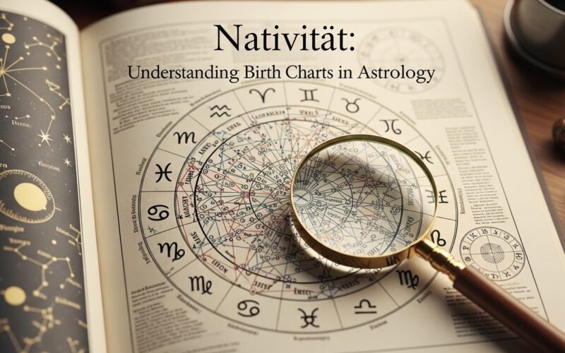 Astrological birth chart showing nativität positions of planets and zodiac signs