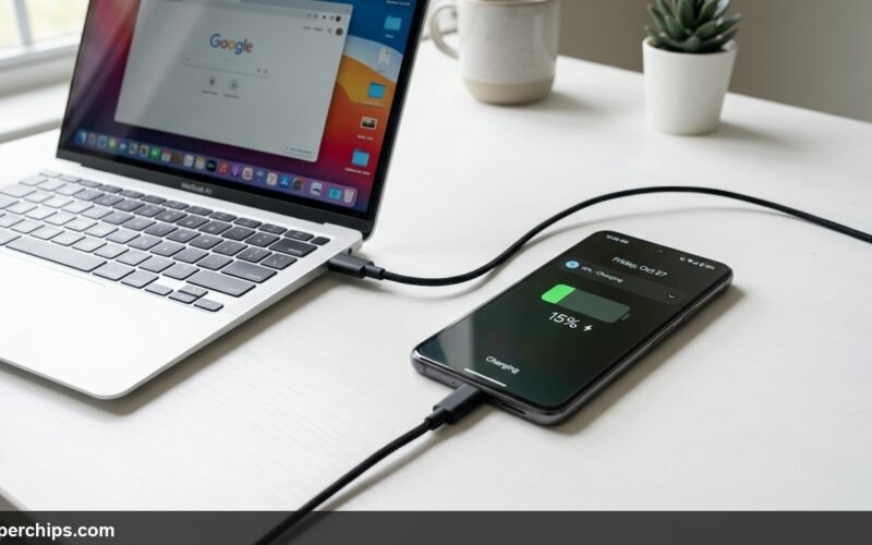 How to charge your phone without a charger using laptop USB port