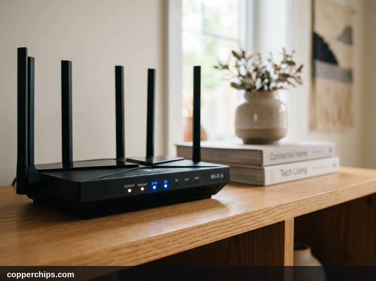 Spectrum router showing a solid blue status light indicating an online connection