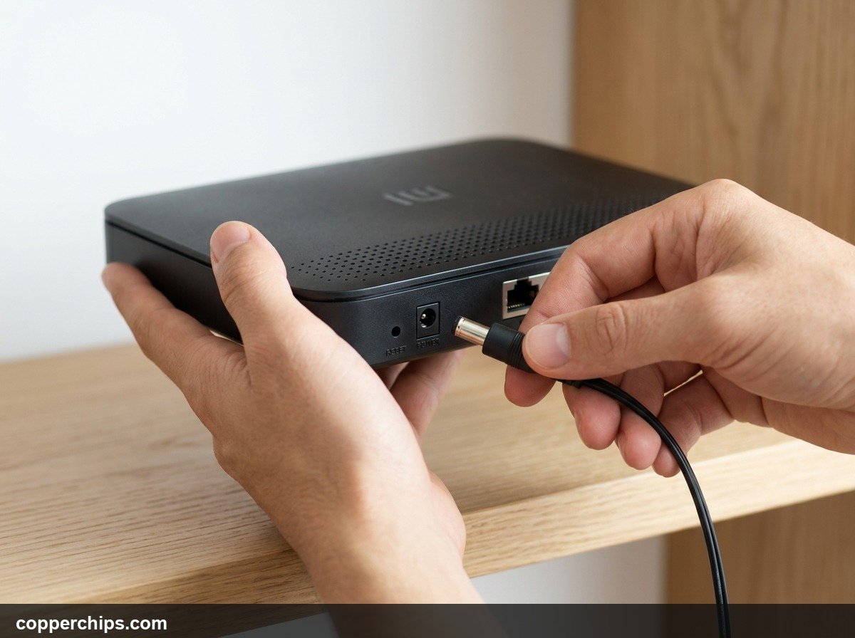 Unplugging the power adapter cable to restart your router properly